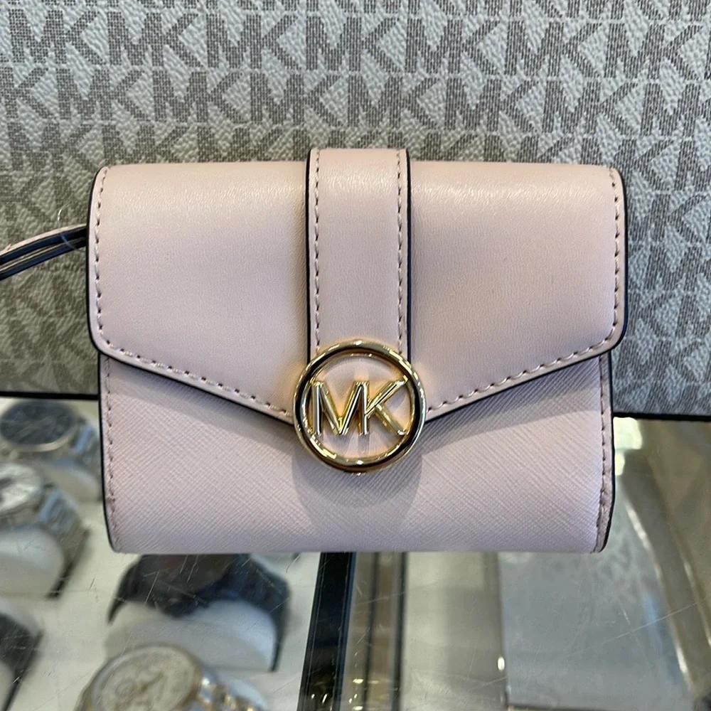 MICHAEL KORS Carmen Medium Faux Leather Wallet Powder Blush  NWT
